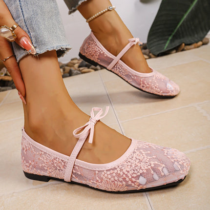 Spring/ Summer Elegant Square Toe Sexy Mesh Ballet Flat Shoes Fashionable Best Selling New Comfortable Large Size Women's Shoes
