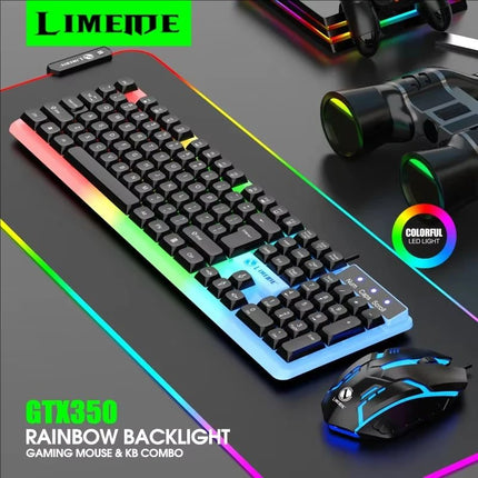 GTX350 Gaming Keyboard Mouse Combos Computer Laptop Backlight Gamer Kit LED Wired Usb Keyboard GTX350 Set-Black - product ima