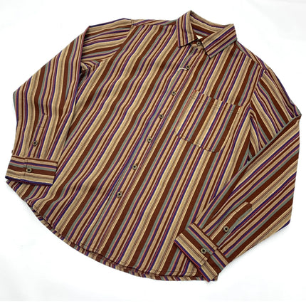 2025 Autumn New Japanese Retro Long-Sleeve Lapel Ethnic Striped Shirt Men's Literary 100% Cotton Washed Casual Loose Blouses
