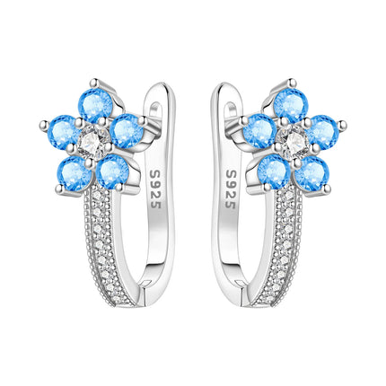 Orstarry 925 Sterling Silver Blue Zircon Starry Sky Earring Original Jewelry Hoop Earrings Women Jewelry Party Trendy Gifts