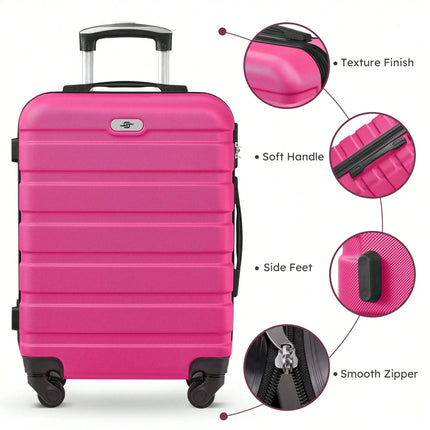 Large Capacity ABS Hardside Luggage Set, 16/20/24/28 Inch Spinner Suitcases + 2 Travel Bags + 1 Cosmetic Case, 7-Piece Set For Holiday Travel