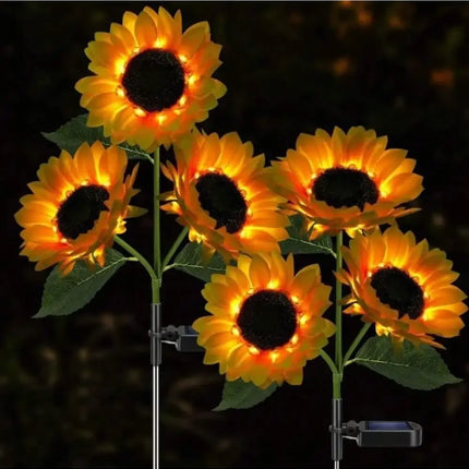 Solar Powered Sunflower Light Outdoor Waterproof LED Ground Insert Lawn Lamp For Garden Lawn Courtyard Decoration