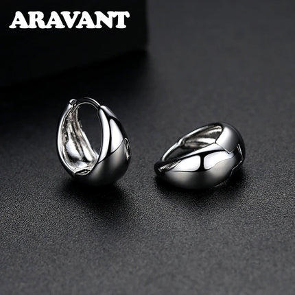 ARAVANT 925 Silver 14mm 18K Gold Egg Hoop Earring For Women Fashion Jewelry