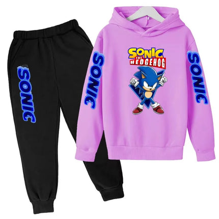 Kids New Supersonic Clothing Jogging Blue Sweatshirt Top Coat+Pants Two-piece Hoodie Boys Girls3-12Yrs Clothes Casual Sports Set