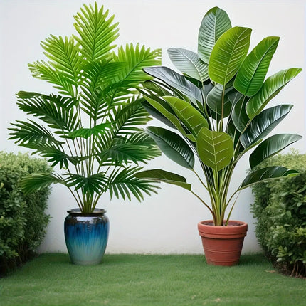 2-Piece Artificial Palm and Banana Tree Set