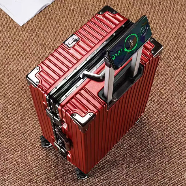 2-Pieces set luggage,20+26 inches in size,a hard-shell suitcase with 108 rivets, , featuring silent all-terrain wheels, a cup holde