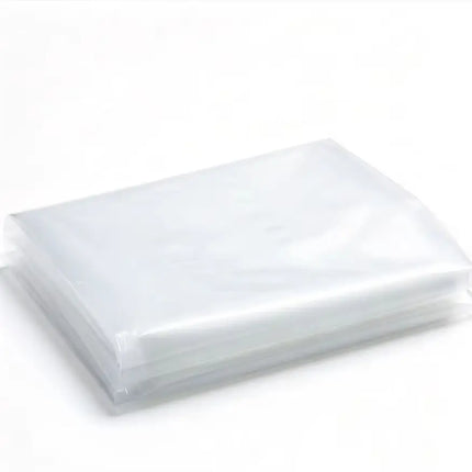 Folded transparent plastic cover sheet on a white background