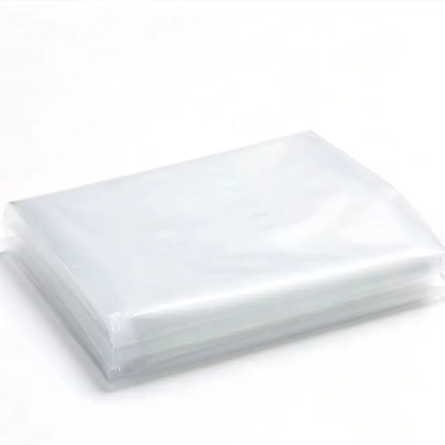 Folded transparent plastic cover sheet on a white background