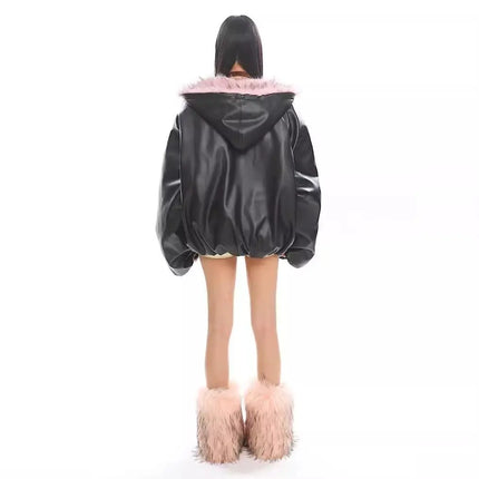 Korea Fuax Fur Hooded Parkas Y2K Coats Vintage Thicken Loose Casual Chaqueta Tops Fashion Snow Wear Women Jackets Abrigos 2025