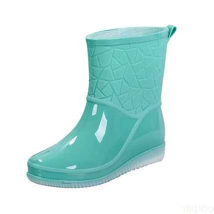 Four Seasons Jelly Anti Slip Thick Fashion New Waterproof Shoes for Women Wear Wear Wear Resistant Short Tube Rain Boots 2026
