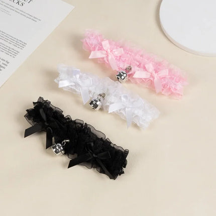 Japanese Bow Lace Small Bell Leg Rings Women Sexy Garter Belt Cos Maid Leg Strap Accessories JK Lolita Lori Cute Bowknot Garters
