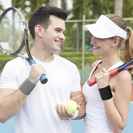 New Hot 1Pairs 2Pcs Set Breathable Cotton Wrist Sweatbands Sweat Absorbent Wristbands for Tennis Football Basketball Running Gym