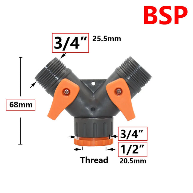 3/4 Inch 2/4-Way Garden Hose Splitter Garden Tap Y-Type Watering Connector Distributor for Outdoor Faucet - product image 2