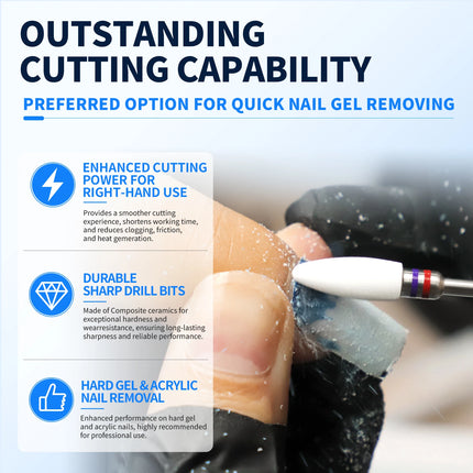 Flame Nail Drill Bits Composite Ceramics Milling Cutter Sharp Durable Bit for Efile Acrylic Nail Removal Manicure Salon Tools