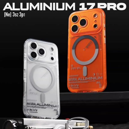 Aluminium Element Magnetic Phone Case Transparent Anti-drop Original Case for IPhone 15/16/17 Pro Max Custom Phone Case