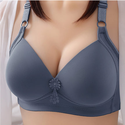 Fashionable Oversized Slim Comfortable Traceless Solid Color Bra Gathered Without Steel Rings Women Underwear With Side Breasts