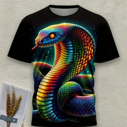 Fashion 3D Printed Horror Snake Graphic T Shirt For Men Personality Oversized T-shirt Summer Hip Hop Short Sleeve O-neck Tops