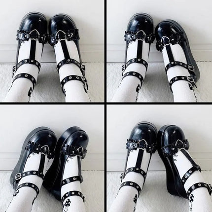 2024 Brand Girls Platform Wedges Angel Bat Marry Janes Pumps Buckle Women's Pumps New INS Cosplay Lolita Japanese Shoes Woman