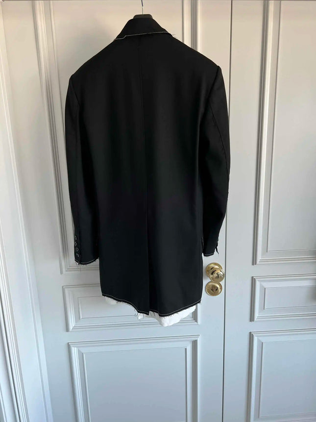 TOP-YAMAMOTO Originaldesign dunkler, lockerer Anzug mit Perisley-Fransen und lässiger Anzugjacke für Herren