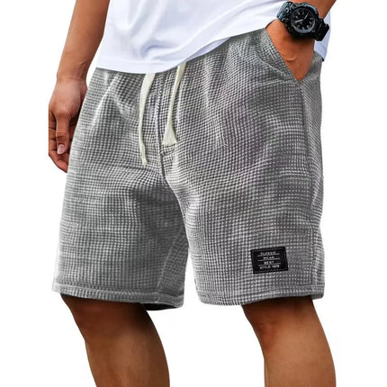 Summer Men's Waffle Texture Casual Sports Beach Shorts Quick Dry Trendy Versatile Bermuda Shorts Streetwear Lightweight Pants