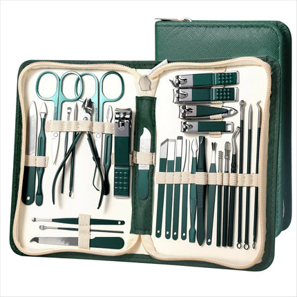 30pcs Luxury Travel Nail Clipper Set Professional Manicure Care Tools Cuticle Nippers Ear Spoons, Nail File Christmas Gift
