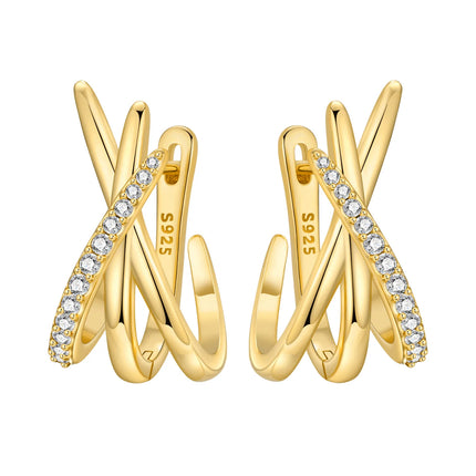 Original 2026 S925 Sterling Silver Zircon 18K Gold Lining Vintage Hoop Earrings for Women Birthday Party Wedding Gift Jewellery