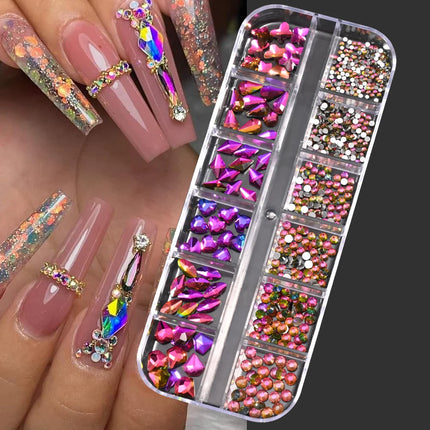 12Grids Mini Caviar Beads Nail Art Decorations Metal Gold/Silver Micro Ball Nail Charms Magnetic Pen 0.5~3mm Ball Nail Jewelry