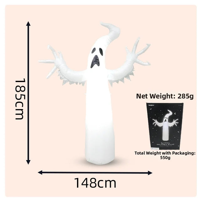 Large Inflatable Halloween Ghost Decor, Standing Ghost Yard Decoration, PVC Outdoor Lawn Garden Halloween Party Display Prop