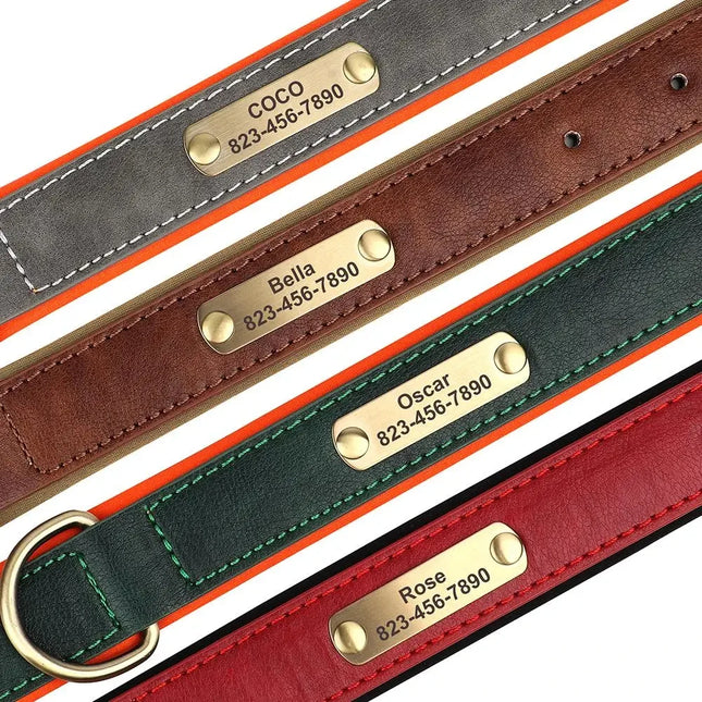 Personalized Customized Leather ID Nameplate Dog Collar Soft Padded Dogs Collars Free Engraving Name for - product image 2