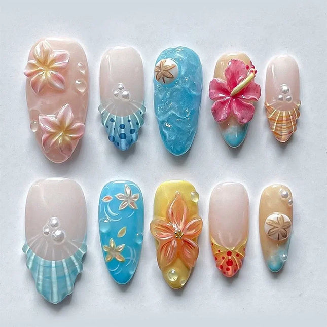 24 piezas de uñas postizas almendradas con flores rosas Kawaii Uñas postizas ponibles Uñas postizas Uñas Postizas Накладные Ногти 네일팁