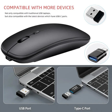 Rechargeable Wireless Mouse Bluetooth-compatible 2.4GHz Dual Modes Computer Mice with Nano Receiver for PC Laptop - product i