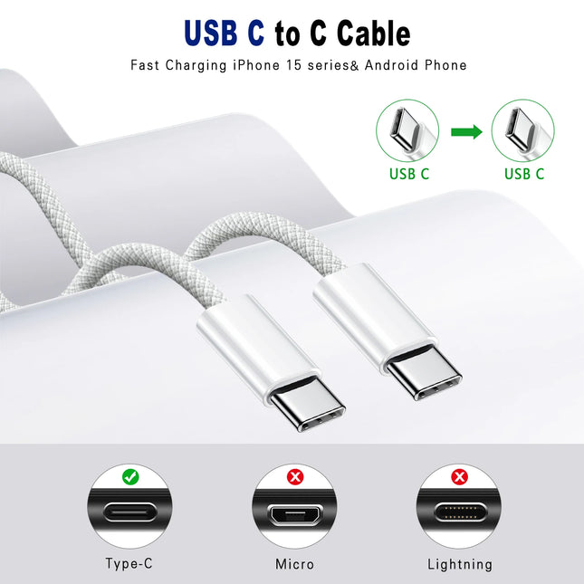 60W Typ C auf Typ C Kabel Datenkabel für iPhone 15 16 17 Samsung Xiaomi Schnellladung USB C auf C Kabel Typ C Ladekabel 1m2m