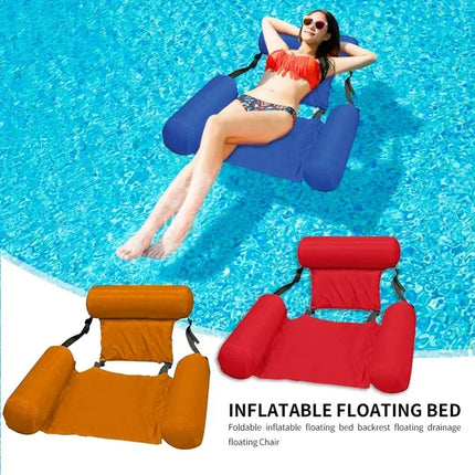 1pc Hot Sale Inflatable Water Hammock Foldable Pool Lounger Float Mesh Air Mattress Recliner for Adult Summer Beach Swimming