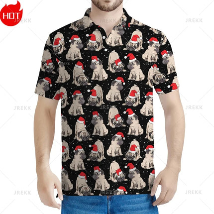 3D Printed Happy Christmas Polo Shirt Fashion Christmas Trees Cute Santa Xmas Graphic Polo T Shirt For Men Best Unisex Clothing