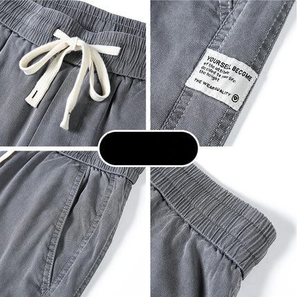 Summer Soft Lyocell Fabric Men's Jeans Thin Loose Straight Pants Drawstring Elastic Waist Korea Casual Trousers Plus Size M-5XL