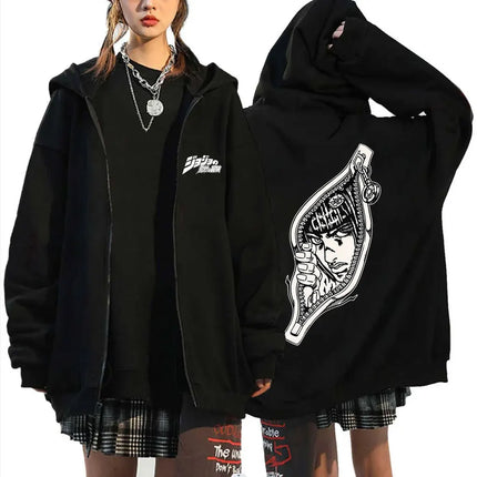 Anime Jojo Bizarre Adventure Bruno Bucciarati Zipper Hoodie Men Women Fleece Cotton Zip Up Sweatshirt Manga Funny Zip Up Jacket