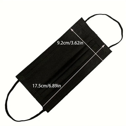 50-200pcs Black Disposable Face Masks 3 Layers Ply Filter Nonwove Anti Dust Breathable Protective Safe Facemask Adult Mouth Mask