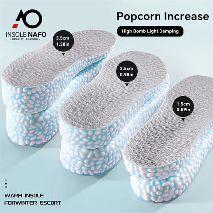 Heightening Running Insole for Shoes PU Popped Rice Particle Foam Super Elastic Insole Templates Feet Men Women