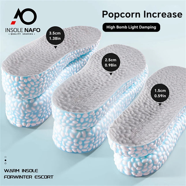 Heightening Running Insole for Shoes PU Popped Rice Particle Foam Super Elastic Insole Templates Feet Men Women