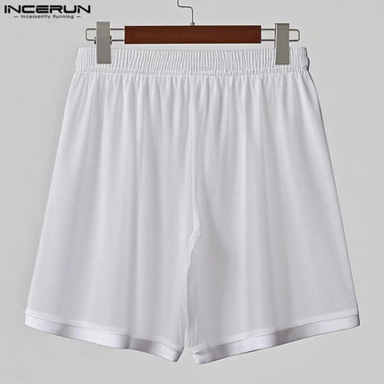 INCERUN Summer Men Shorts Mesh Patchwork Drawstring Loose See Through Male Shorts Streetwear 2025 Sexy Vacation Men Bottoms