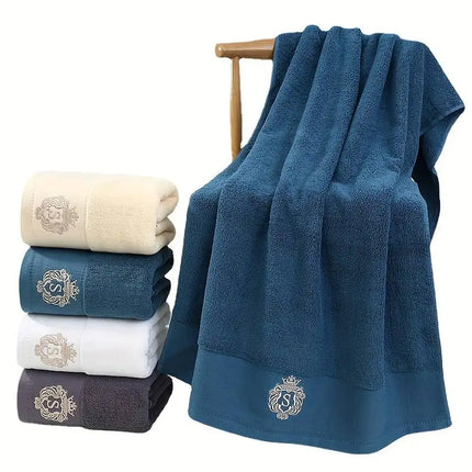 70x140cm Embroidered Cotton Towel Cover Oversized Bath Towel Blue White Bath Face Men Women Adult Personalized Gift Towels 수건 세트