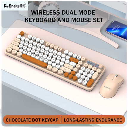 K-snake Wk300 Bluetooth Wireless Keyboard And Mouse Set Punk Keycap Mute With Volume Knob Computer Office Universal - product