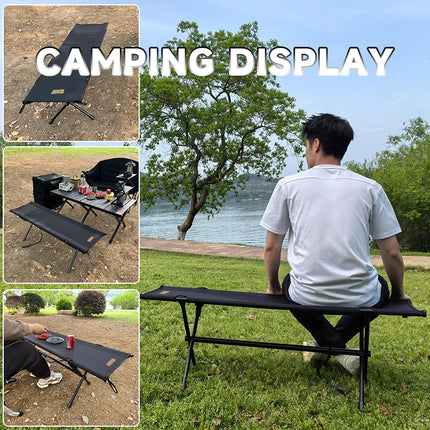 WESTTUNE Outdoor Long Chair Stool Lightweight Folding Two-person Stool Collapsible Beach Double Seat Stool for Garden Picnic