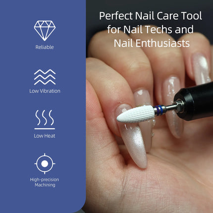 HYTOOS Composite Ceramic Typhoon Nail Drill Bits Straight Cut White Pro E-file Bit Gel/Acrylic Removal Tools for Nail Technician