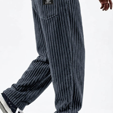 Men's New Fashion Solid Color Ribbed Casual Pants Comfortable Loose Versatile Trendy Minimalist High Quality Streetwear Trousers