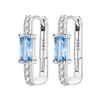 Orstarry 925 Sterling Silver Blue Zircon Starry Sky Earring Original Jewelry Hoop Earrings Women Jewelry Party Trendy Gifts