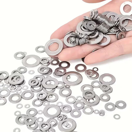 Stainless Steel Flat Washer Assortment Kit (M2, M2.5, M3, M4, M5, M6, M8, M10) - Suitable for Home Decorations& - product ima