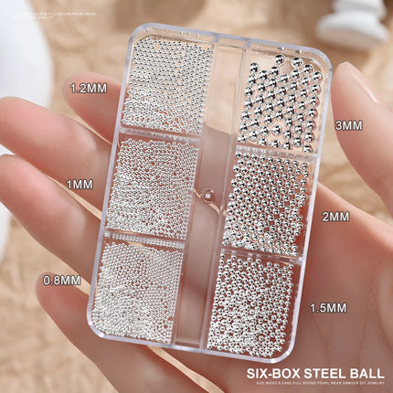 1 Box Half Round Flatback Nail Rhinestones Multi Size Gold& Silver Metal Pearls Caviar Nail Art Decorations Flat Back Gold Beads
