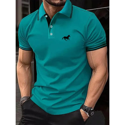 New men's T-shirt, Classic short-sleeved Polo shirt, Summer Casual top, button-down Lapel T-shirt, Oversized S-2XL Casual Polo S