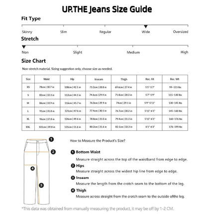 UP.THE Men Light Washed Baggy Wide Leg Jeans, Y2K Oversized Loose Plain Denim Pants, Minimal Basic Streetwear Trousers for Daily Casual Outfits